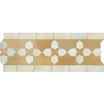 Mosaic House Moroccan tile Kmarshoun C 32-1 White,   Tan, beige, natural, terracotta   solid zellige, mosaic, zellij, border, glaze, traditional 